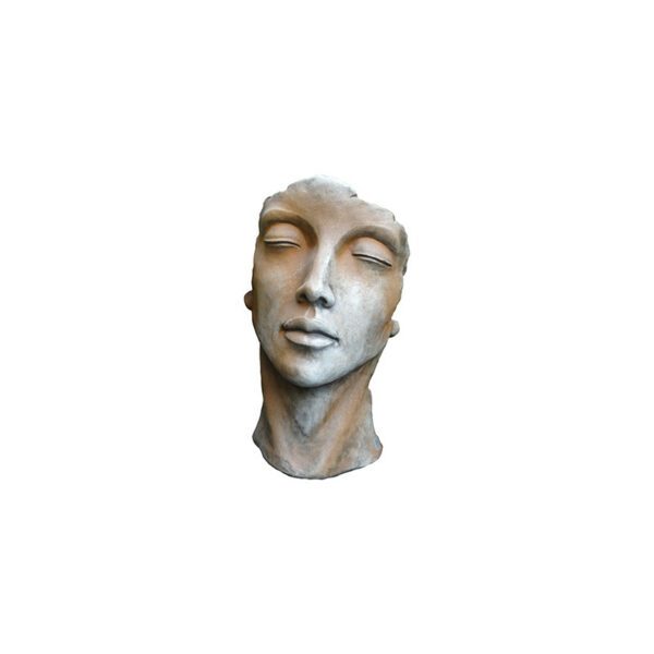 Statue contemporaines béton statue visage femme rouille